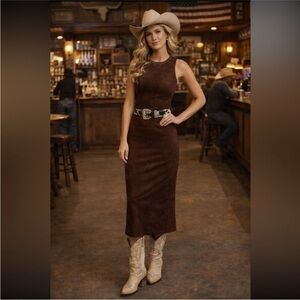 🎉RARE🎉 The Wolf Gang Anthropologie NWT Mecca Studded Faux Suede Dress  S.